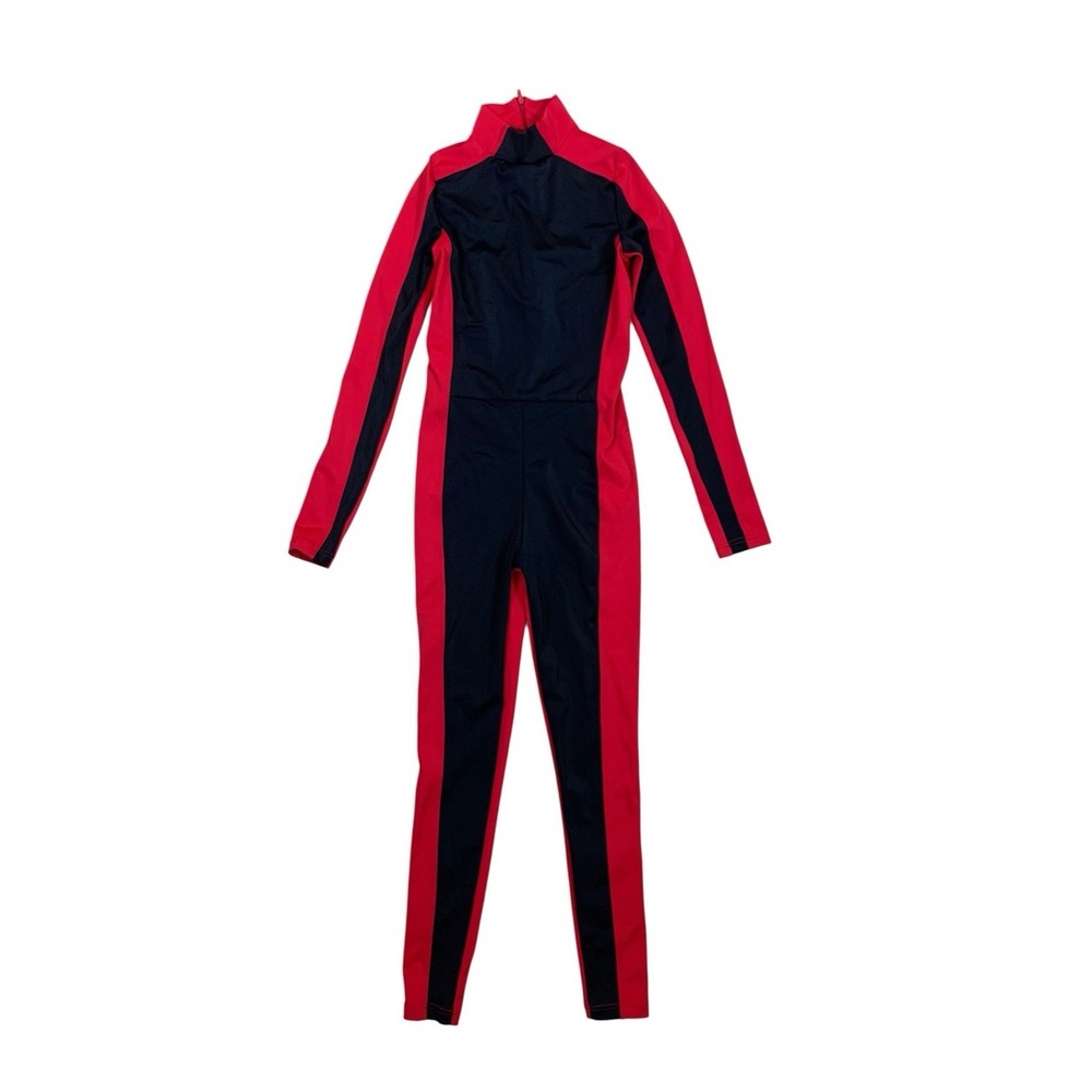 Weissman Red Black Colorblock Dance Unitard Catsuit Performance Costume M Child